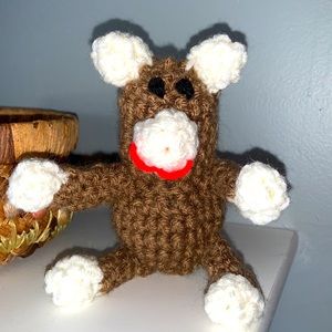 Hand Crafted Crochet Organic Catnip Interactive Brown Monkey Yarn Cat Toy